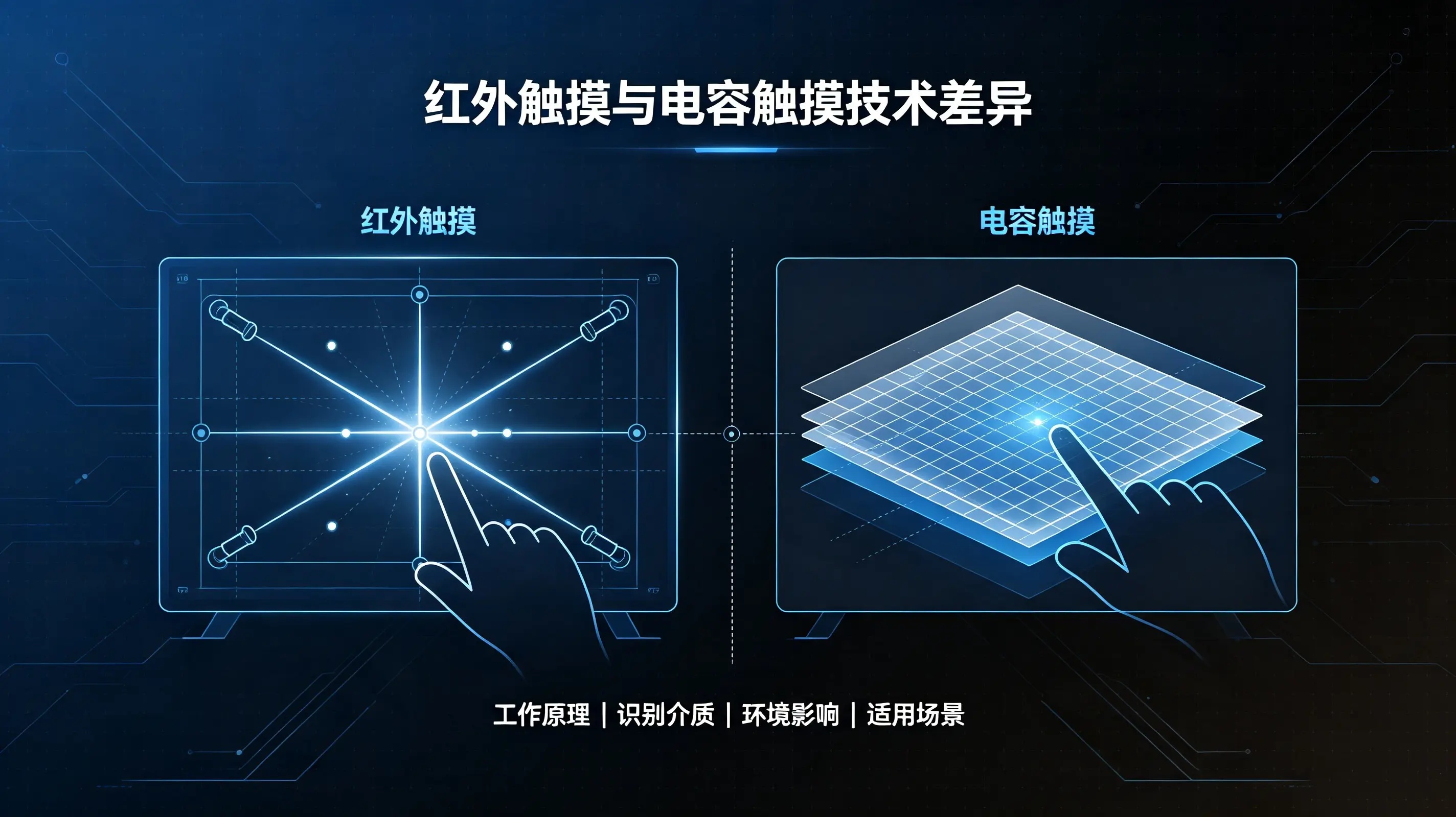 红外触摸与电容触摸介绍.jpg 商用显示设备红外触摸和电容触摸的区别(图1)
